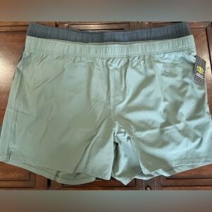 NWT Mens 2 Pairs of Athletic Works Shorts Green and Blue Size 3XL 48-50